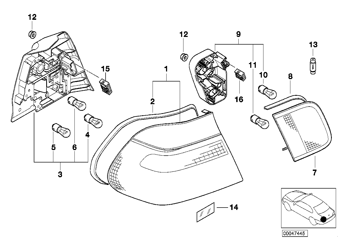 Genuine BMW 63218374800 E46 Tail Light Gasket (Inc. 316i 1.6, 330d & 318d) | ML Performance UK Car Parts