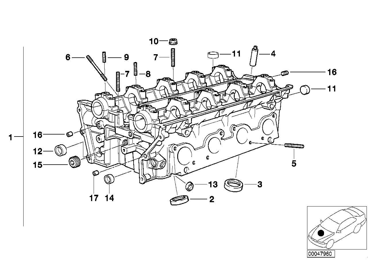 Genuine BMW 11121745454 E39 E38 Cylinder Head Zyl.5-8 (Inc. 535i, 735i & 735iL) | ML Performance UK Car Parts