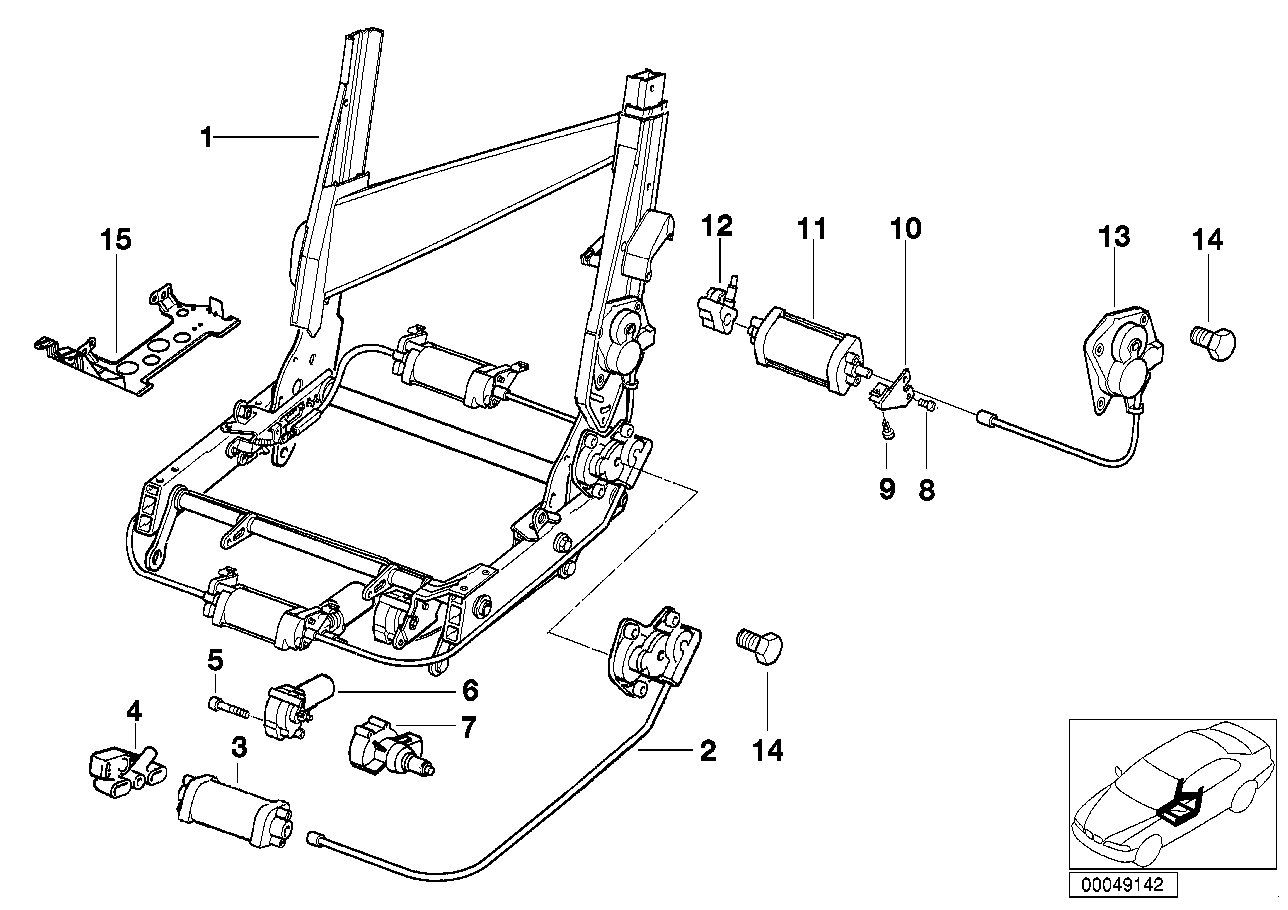 Genuine BMW 67668354638 E31 Actuator Inclination Adjusting (Inc. 850Ci, 840i & 850CSi) | ML Performance UK Car Parts