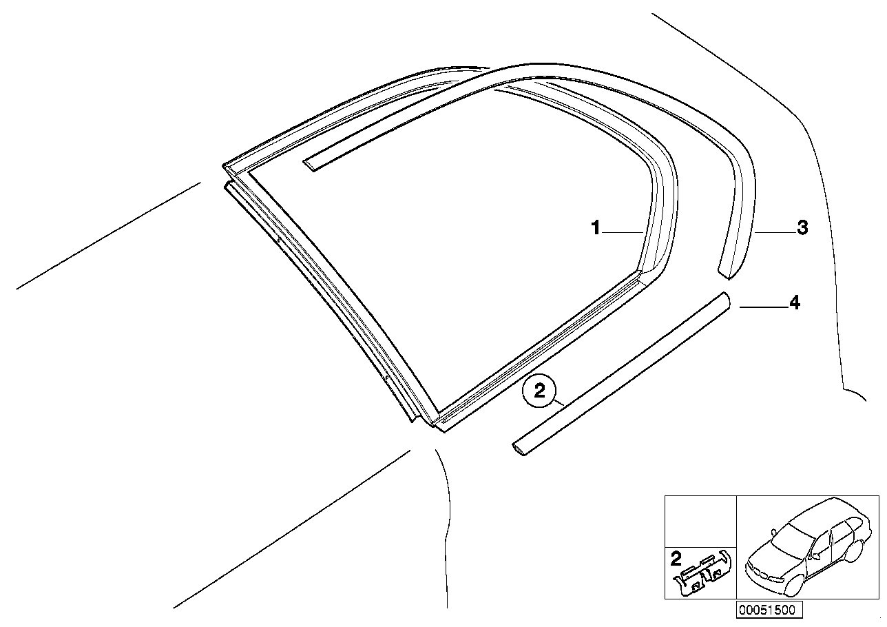 Genuine BMW 51368402588 E53 Finisher, Side Window, Rear Right SCHWARZ (Inc. X5) | ML Performance UK Car Parts