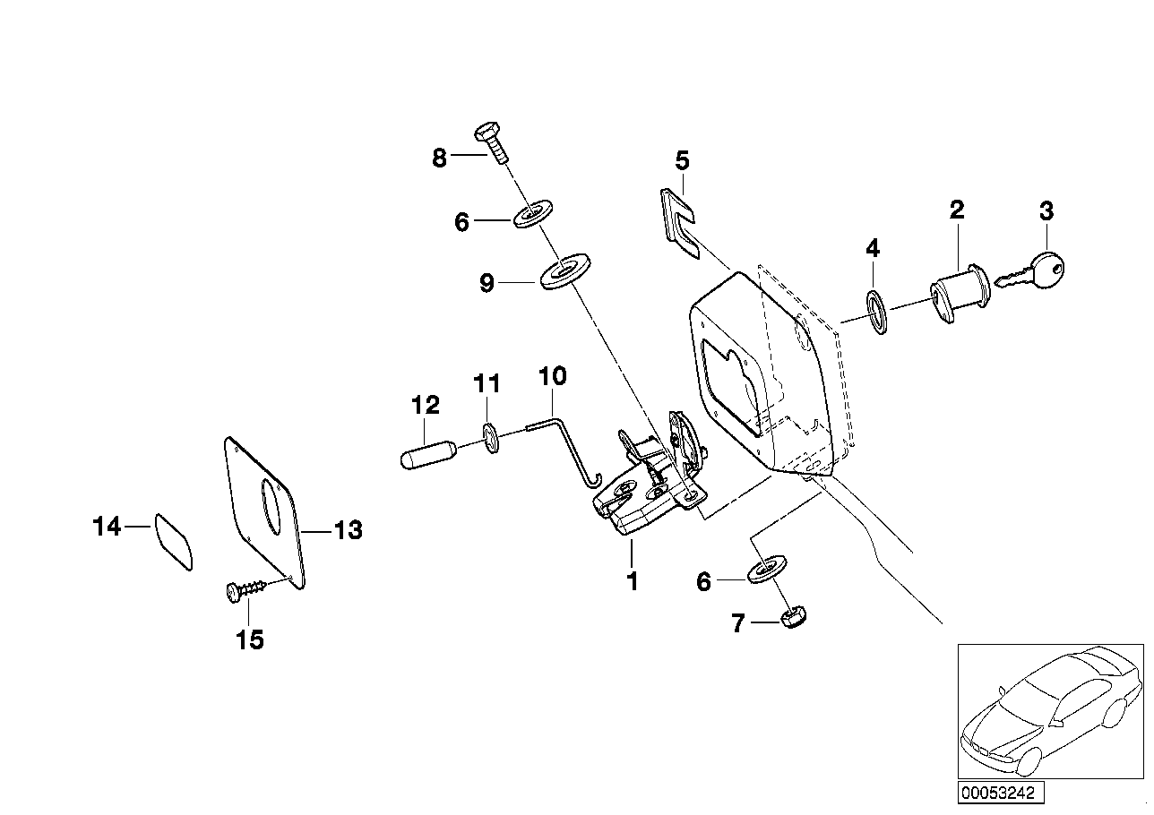 Genuine BMW 51211901537 E39 E46 E53 Lock With Code, Left (Inc. Z3 3.0i, 528i & 316i) | ML Performance UK Car Parts