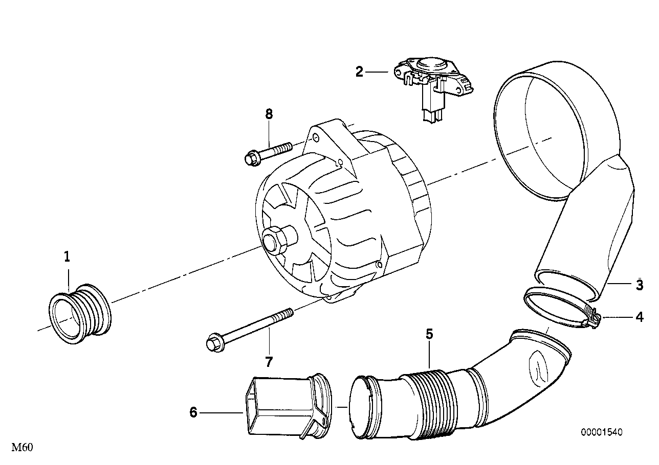 Genuine BMW 12311747208 E34 E32 E31 Air Duct F.GENERATOR (Inc. 740iL) | ML Performance UK Car Parts