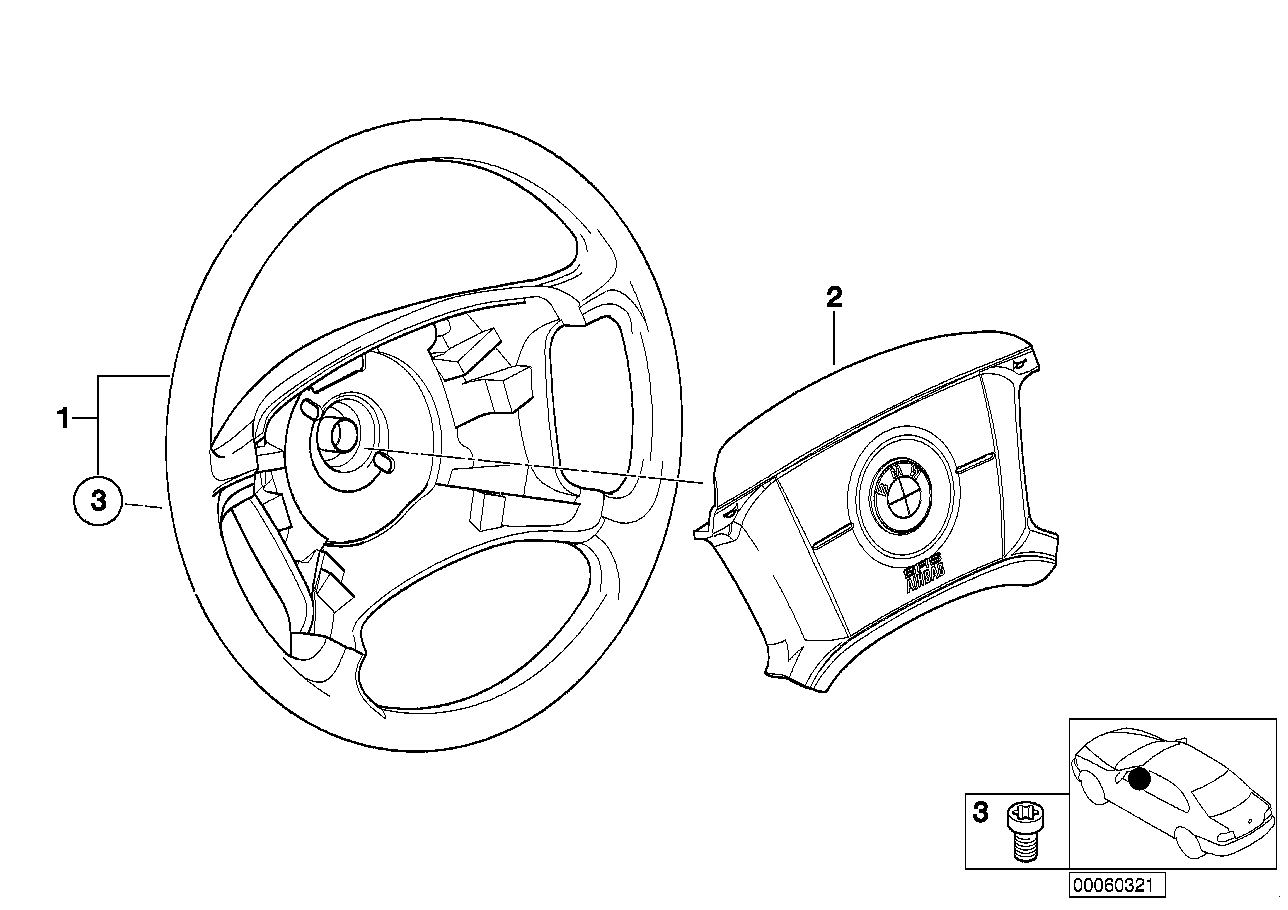 Genuine BMW 32346753946 E46 Steering Wheel,Foam Plastic Airbag (Inc. 318i, 316i 1.6 & 316i 1.9) | ML Performance UK Car Parts