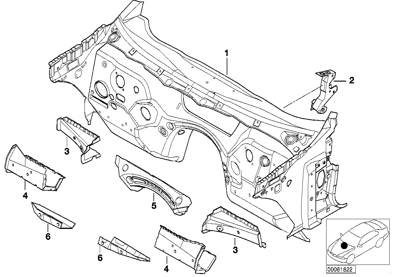 Genuine BMW 41118239198 E46 E83 Right Splash Wall Reinforcement (Inc. 318ti, X3 2.5si & 330Ci) | ML Performance UK Car Parts