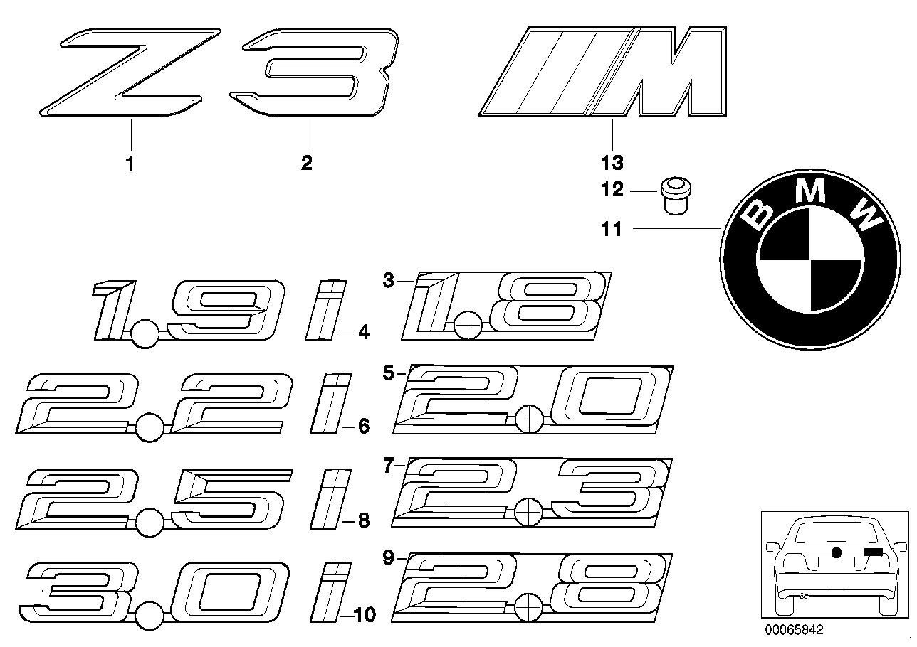 Genuine BMW 51148412937 E36 Emblem - 2.0 - (Inc. Z3) | ML Performance UK Car Parts