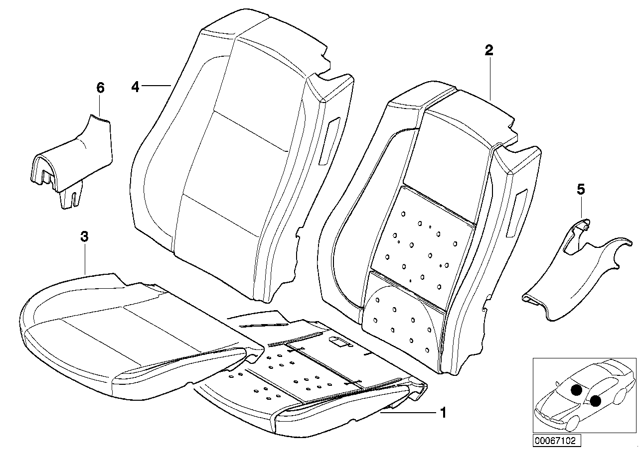 Genuine BMW 52108255550 E46 Cover Backrest Leather Right GRAU (Inc. 325Ci, 320Cd & 318Ci) | ML Performance UK Car Parts