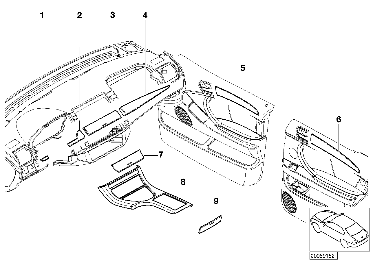 Genuine BMW 51168247125 E53 Decorative Strip, Insert, Center Console TITAN 2 (Inc. X5) | ML Performance UK Car Parts