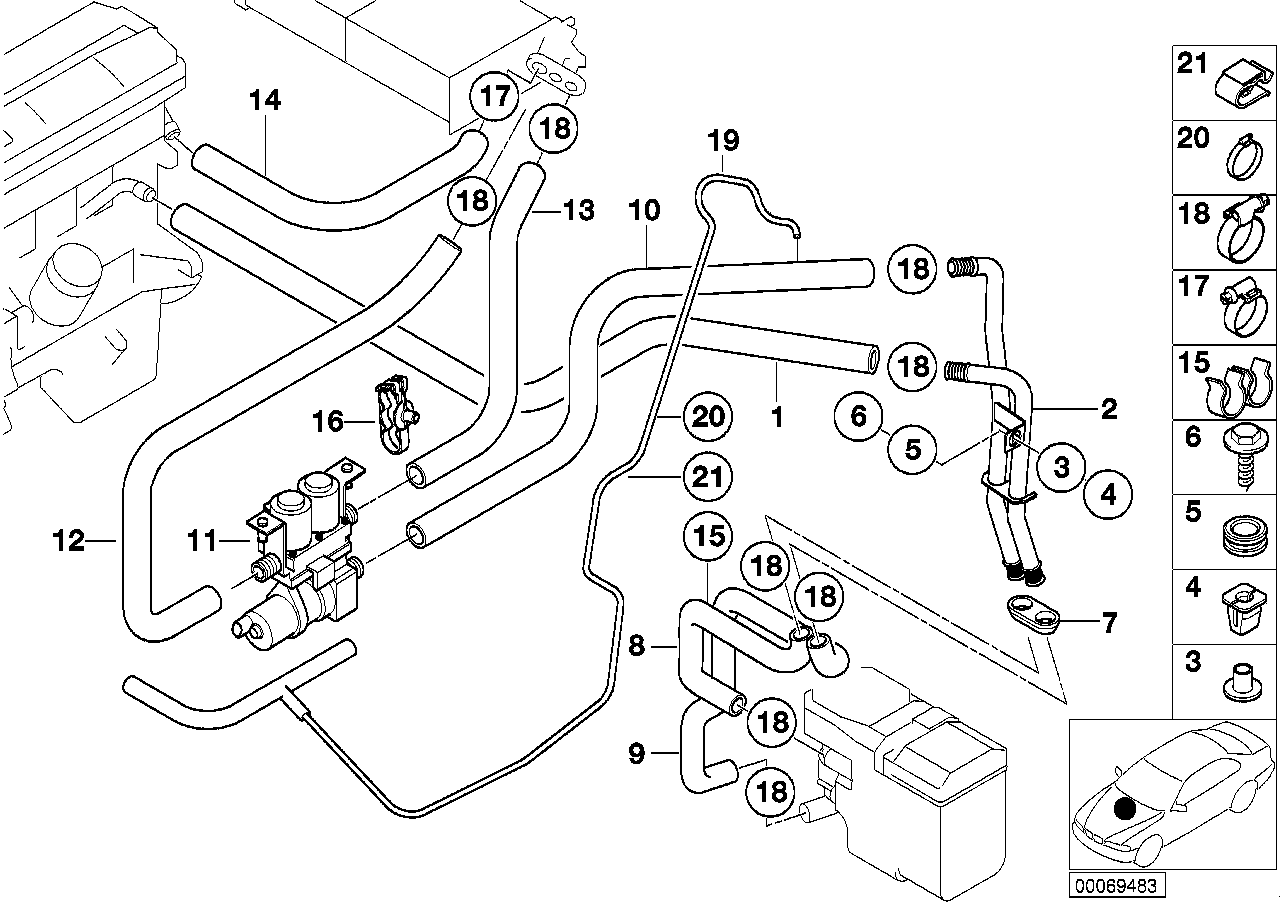 Genuine BMW 64128374995 E39 E53 E38 Water Valve (Inc. 728i, 540i & X5 4.6is) | ML Performance UK Car Parts