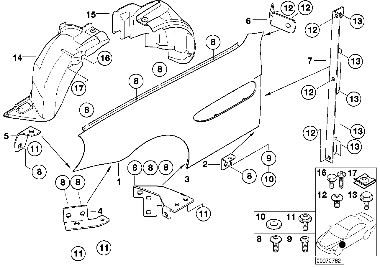 Genuine BMW 41357011645 E52 Bracket, Side Panel, Wheel Opening Left (Inc. ALPINA V8 & Z8) | ML Performance UK Car Parts