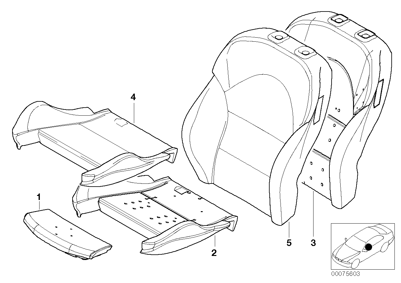 Genuine BMW 52107902076 E46 Backrest Cover SCHWARZ (Inc. M3) | ML Performance UK Car Parts