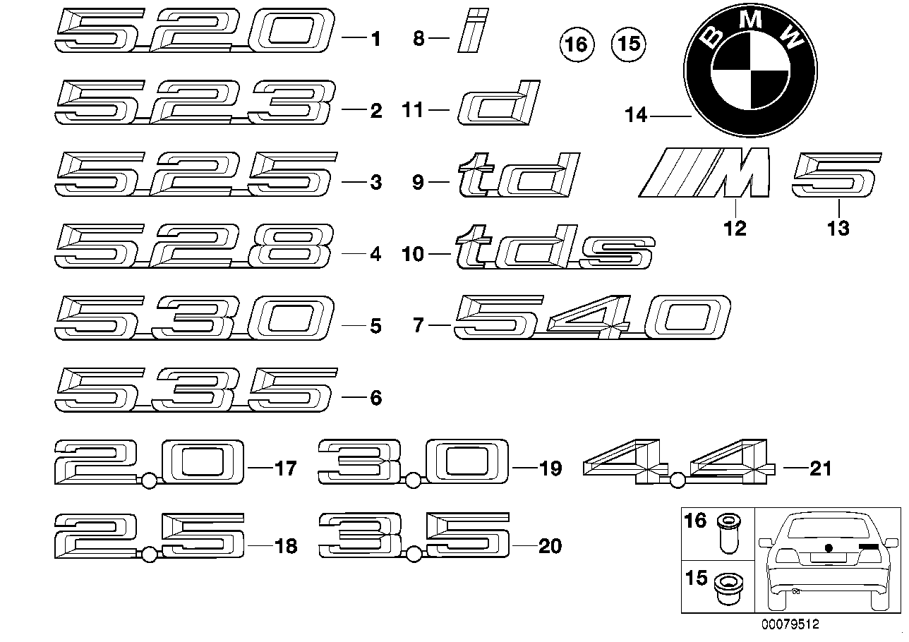 Genuine BMW 51142693189 E39 Emblem Adhered 