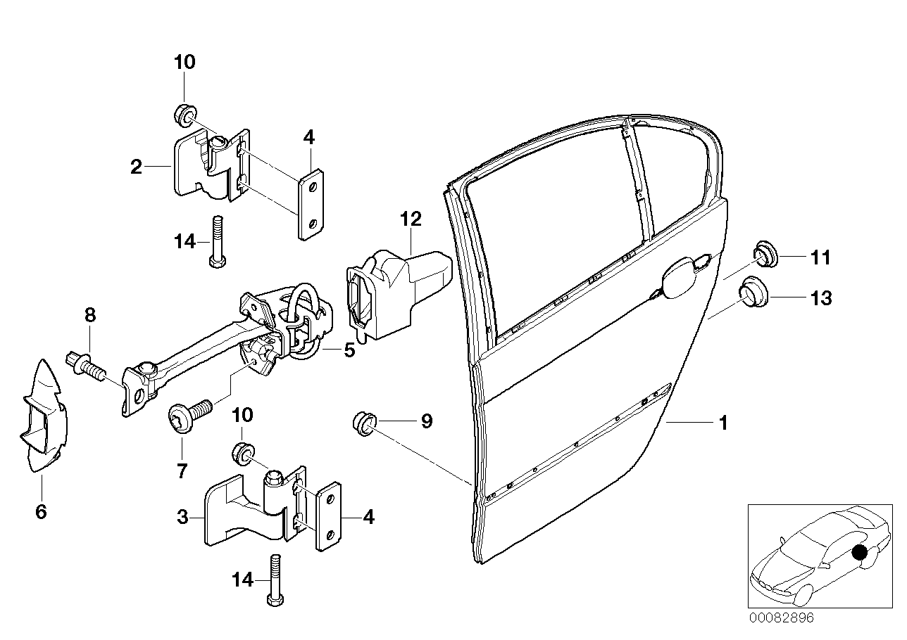 Genuine BMW 41528240083 E46 Left Upper Rear Door Hinge (Inc. 318d, 320d & 325xi) | ML Performance UK Car Parts