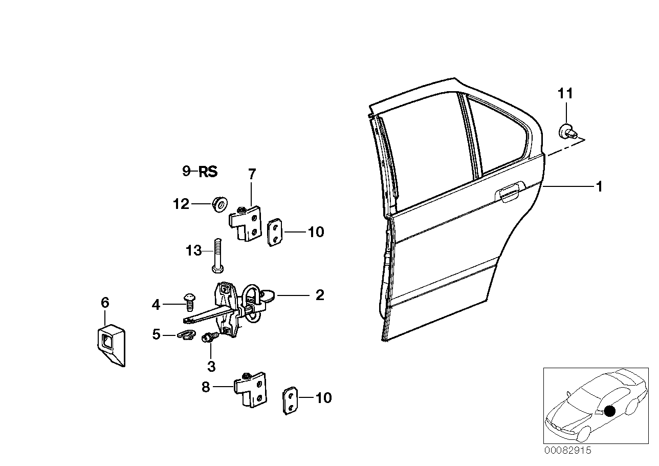 Genuine BMW 41528135509 E36 Left Upper Rear Door Hinge (Inc. 318is, 320i & 325i) | ML Performance UK Car Parts