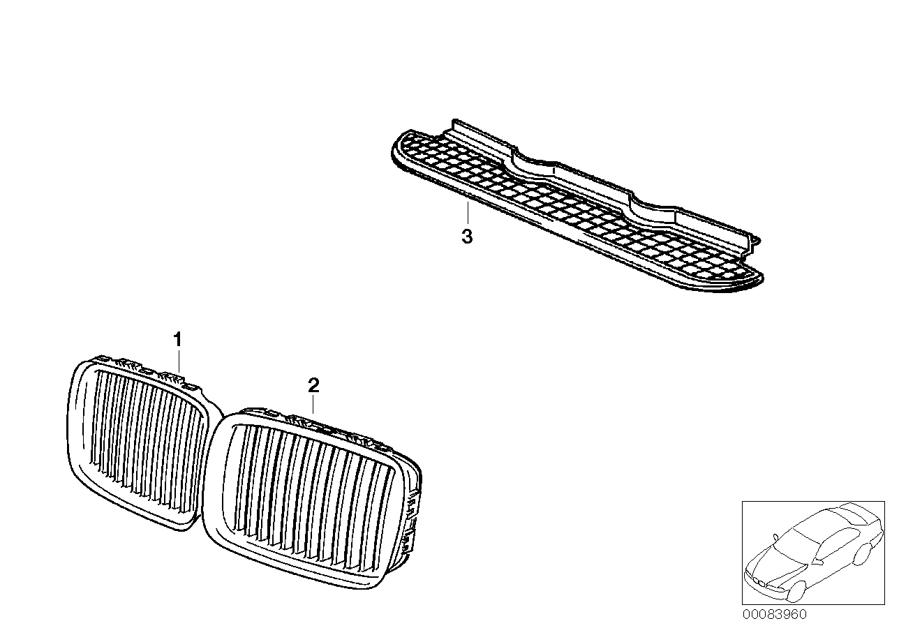 Genuine BMW 51138122237 E36 Grille Left (Inc. 325td, 318ti & 318is) | ML Performance UK Car Parts