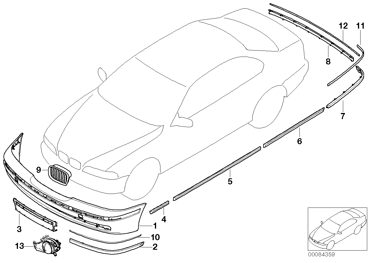 Genuine BMW 51117005950 E39 Trim Cover, Bumper, Primed, Front (Inc. 530i, 523i & 525td) | ML Performance UK Car Parts