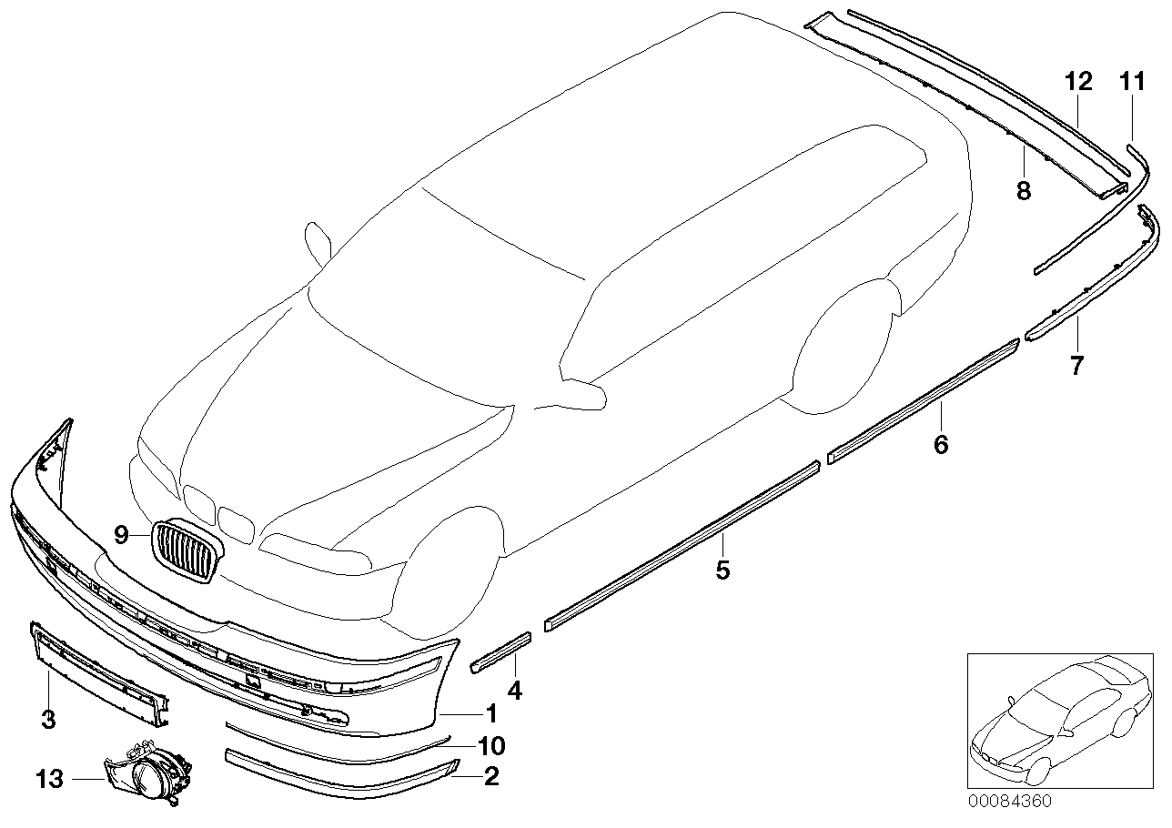 Genuine BMW 51127005904 E39 Bumper Guard, Primed, Rear Right PDC (Inc. 520d, 525d & 540i) | ML Performance UK Car Parts