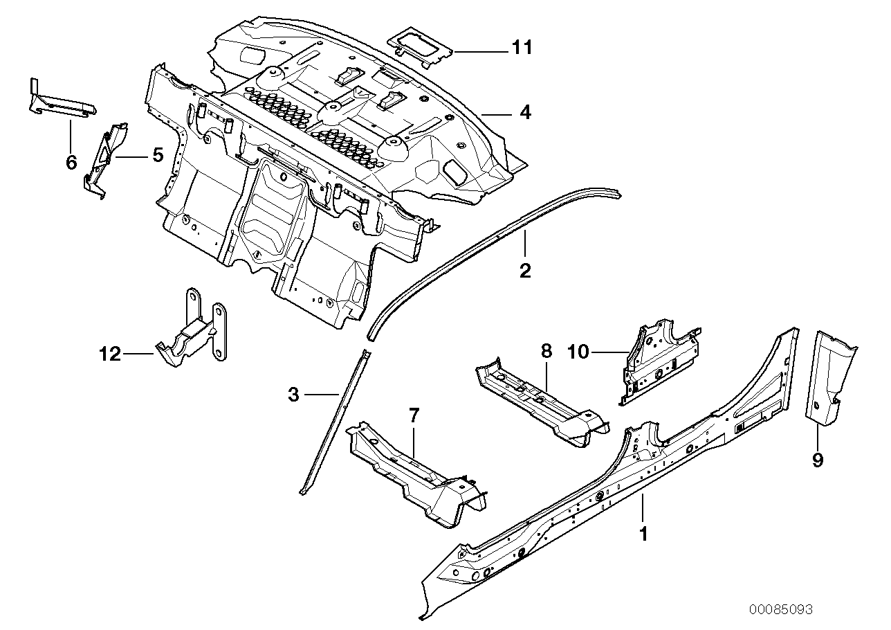 Genuine BMW 41218167222 E38 Connection Plate Roof Front Right (Inc. 735i, 728iL & 740d) | ML Performance UK Car Parts