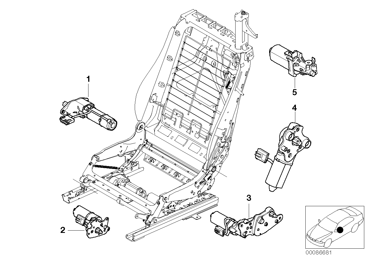 Genuine BMW 67668267404 E46 E64 Actuator, Backrest Adjustment Right (Inc. 635d, 630i & 330Ci) | ML Performance UK Car Parts