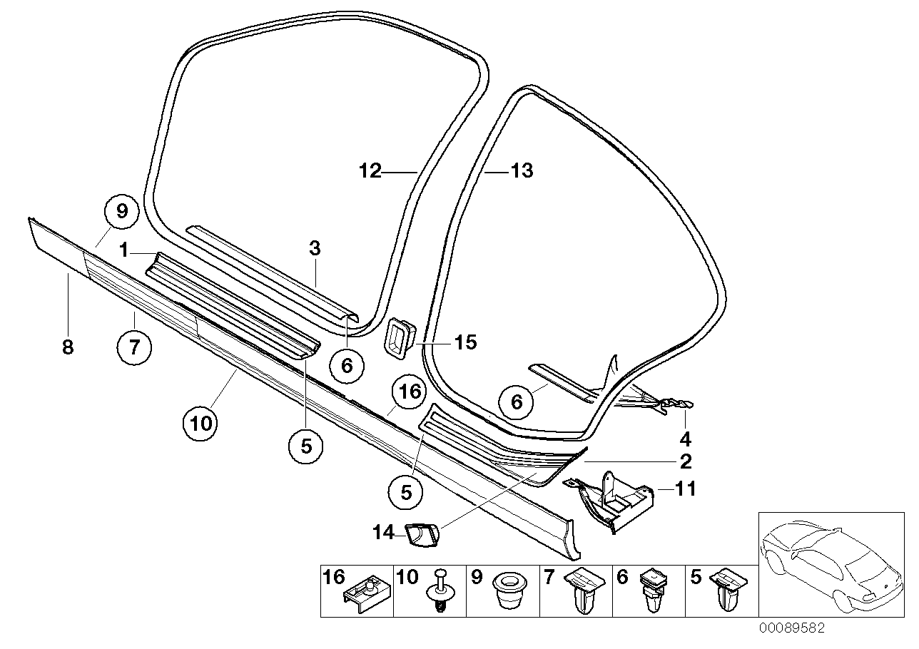 Genuine BMW 51478227526 E46 Cover Molding, Sill, Rear Inner Right GRAU (Inc. 318d) | ML Performance UK Car Parts