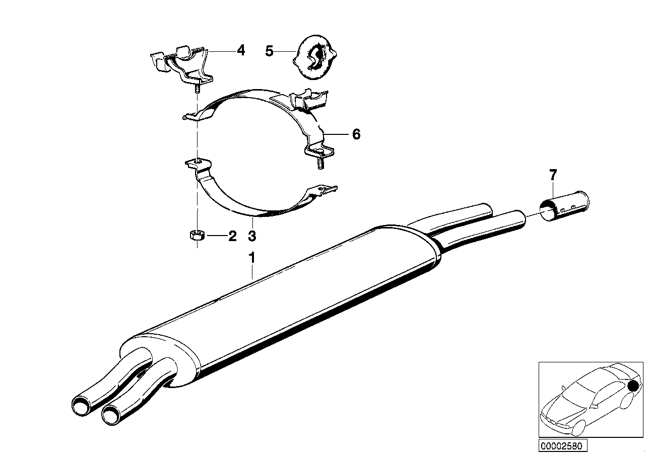 Genuine BMW 18121246747 E23 Rear Muffler (Inc. 733i) | ML Performance UK Car Parts