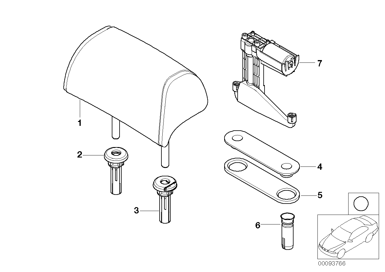 Genuine BMW 52207146294 E66 E67 E65 Headrest Basis, Leather U6GN STEINGRÜN (Inc. 750i, 735i & 740Li) | ML Performance UK Car Parts