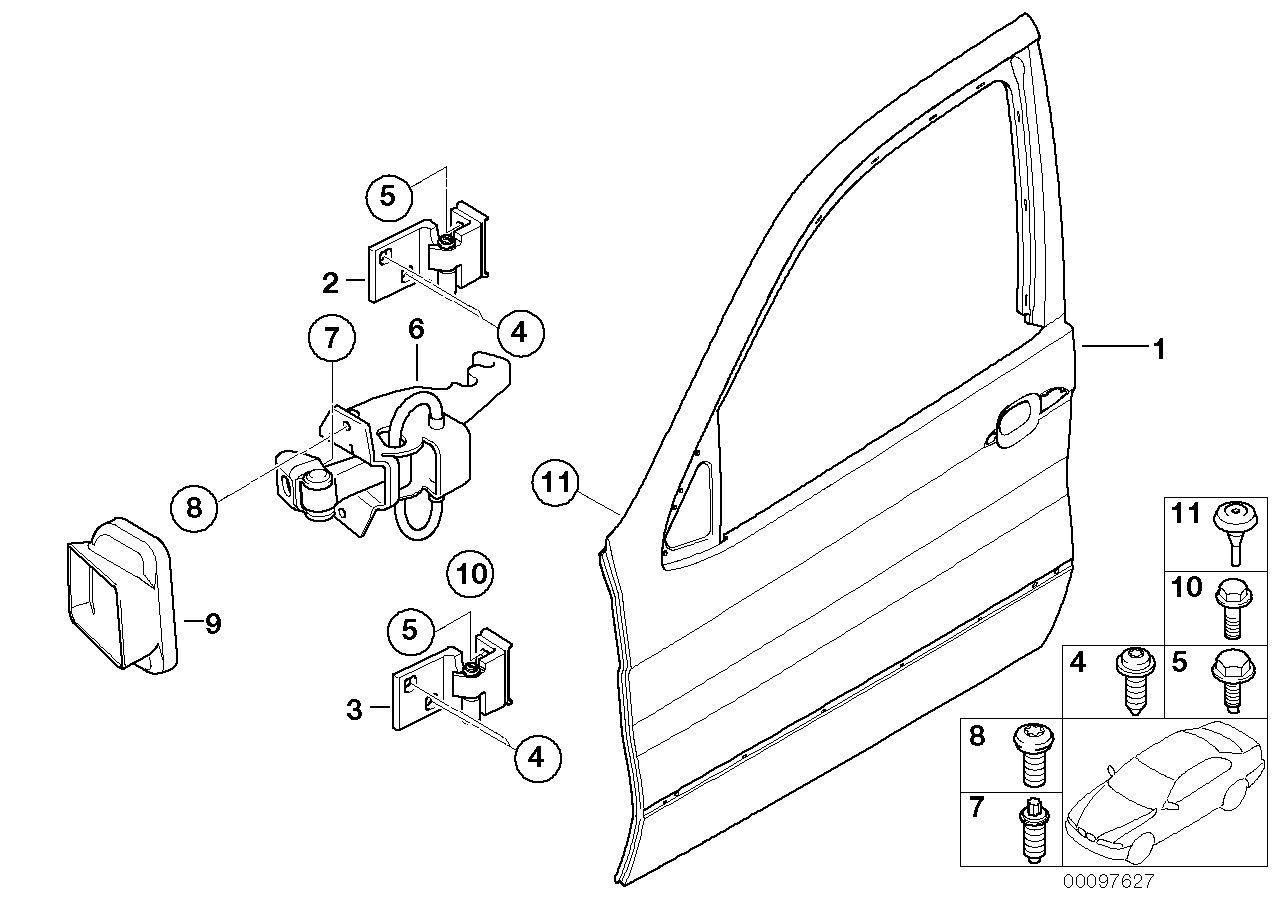 Genuine BMW 41518269837 E53 Left Lower Front Door Hinge (Inc. X5) | ML Performance UK Car Parts