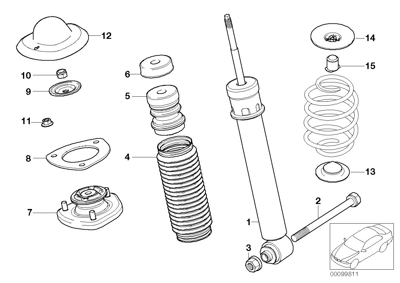 Genuine BMW 33521096278 E53 Shock Absorber, Rear (Inc. X5) | ML Performance UK Car Parts