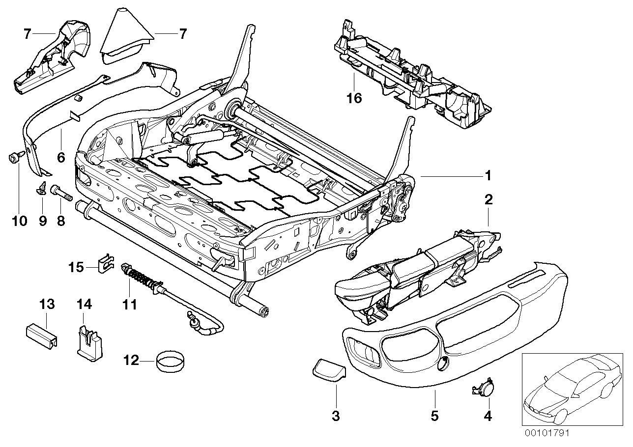 Genuine BMW 52108196285 E39 E38 Seat Frame, Left (Inc. 735i, 540i & 725tds) | ML Performance UK Car Parts