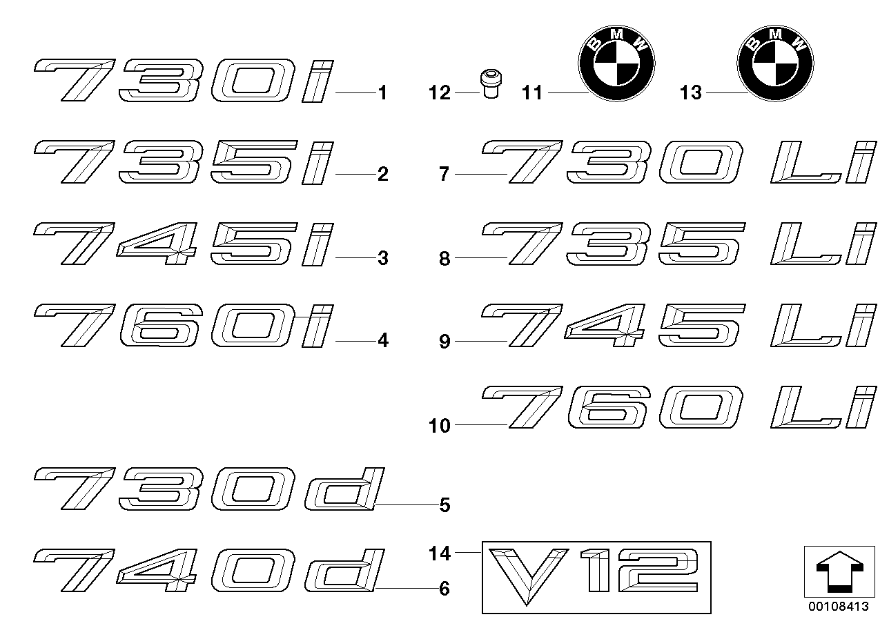 Genuine BMW 51147033256 E65 E67 E66 Lettering Right - V12 - (Inc. 760LiS, 760i & 760Li) | ML Performance UK Car Parts