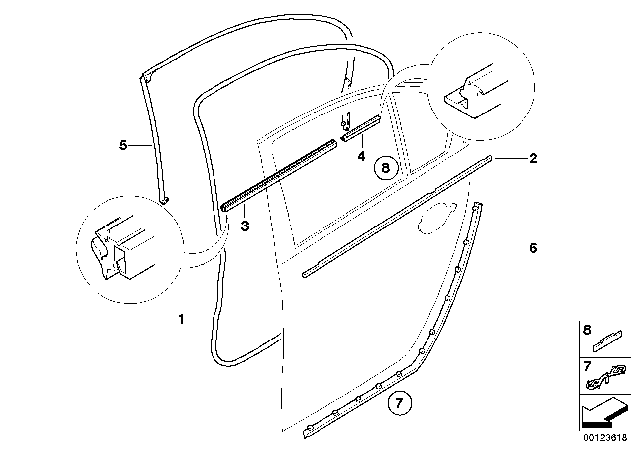 Genuine BMW 51227057494 E60 Window Well Strip, Outer, Door, Rear Rgt CHROM (Inc. 550i, 530xd & 523i) | ML Performance UK Car Parts