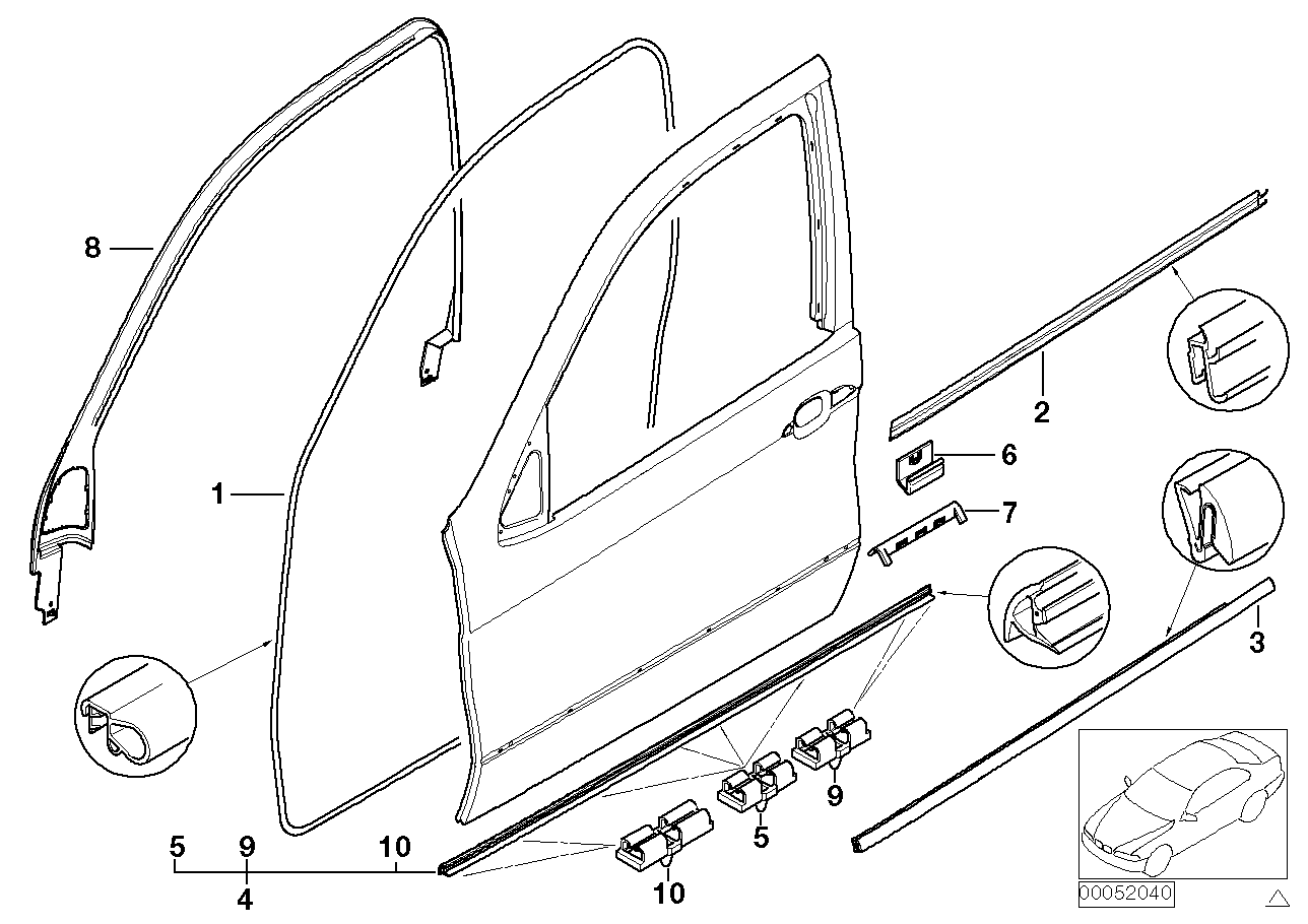 Genuine BMW 51328402556 E53 Inner Right Window Channel Cover (Inc. X5) | ML Performance UK Car Parts