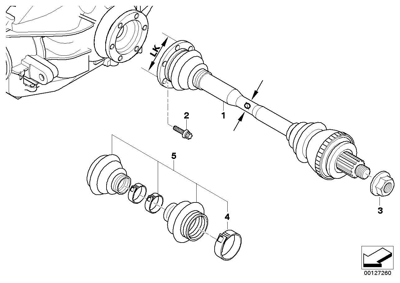 Genuine BMW 33217504523 E46 Exch. Output Shaft, Right LK=94mm/D=38mm (Inc. 325xi, 330Cd & 325i) | ML Performance UK Car Parts