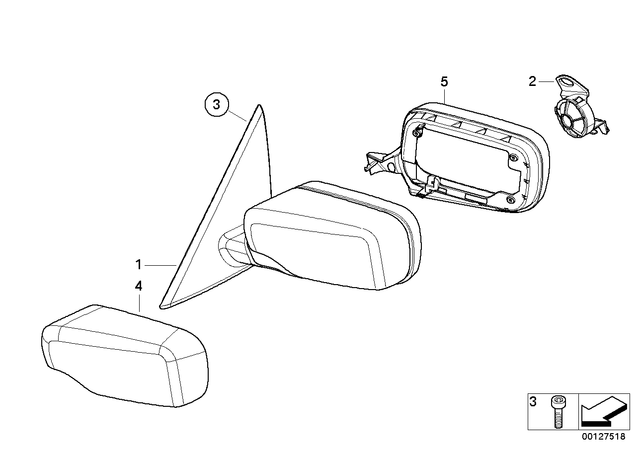 Genuine BMW 51167011995 E46 Heated Outside Mirror, Left (Inc. 316ti, 325ti & 320td) | ML Performance UK Car Parts