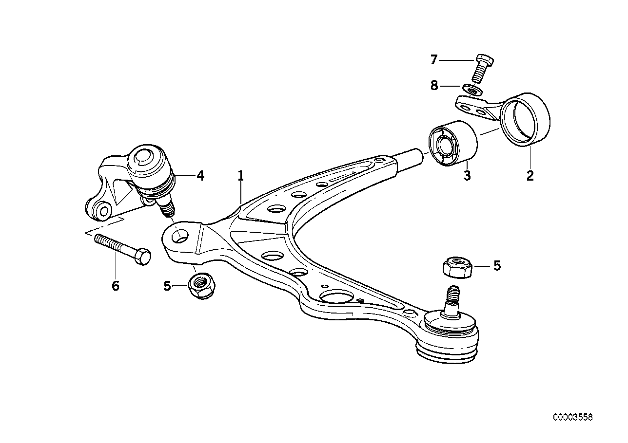 Genuine BMW 31121093882 E34 Wishbone, Right (Inc. 525ix) | ML Performance UK Car Parts