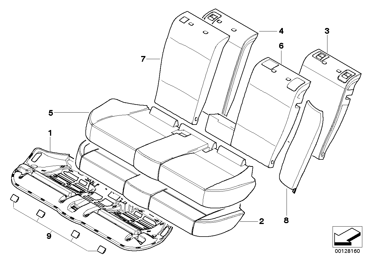 Genuine BMW 52203422195 E83 Cover Backrest Leather Right SCHWARZ (Inc. X3) | ML Performance UK Car Parts