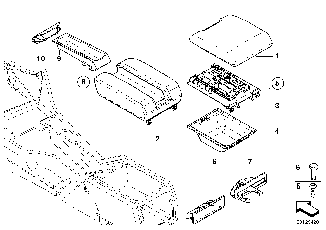 Genuine BMW 51168215943 E39 E67 E38 Center Armrest Tray (Inc. X5 3.0d, 728i & 745LiS) | ML Performance UK Car Parts