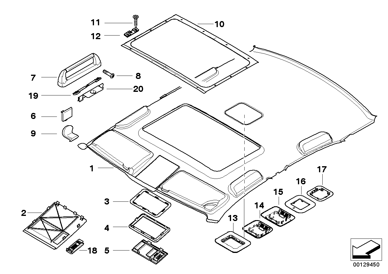 Genuine BMW 51448206531 E39 Cover Sliding Roof Motor HELLGRAU (Inc. 530d, 525i & 540i) | ML Performance UK Car Parts