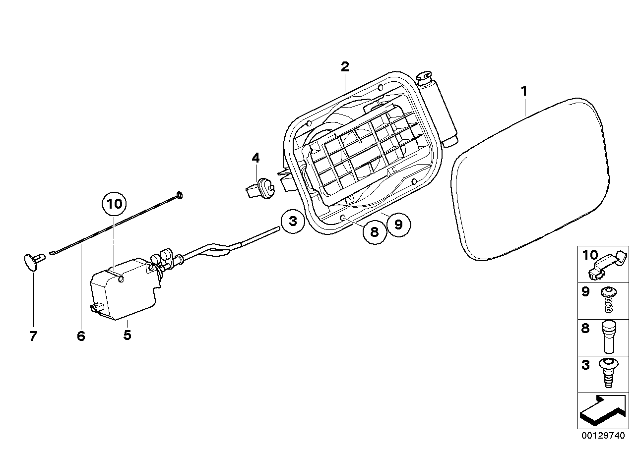 Genuine BMW 67116987634 E83 Filler Flap Actuator (Inc. X3 2.5i, X3 2.0d & X3 3.0d) | ML Performance UK Car Parts