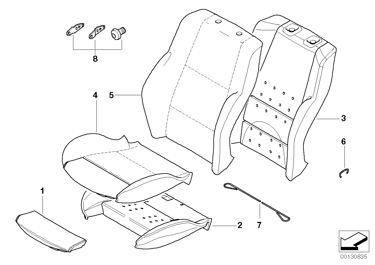 Genuine BMW 52107117049 E63 Sports Seat Cover Leather CHATEAU (Inc. 650i, 635d & 630i) | ML Performance UK Car Parts