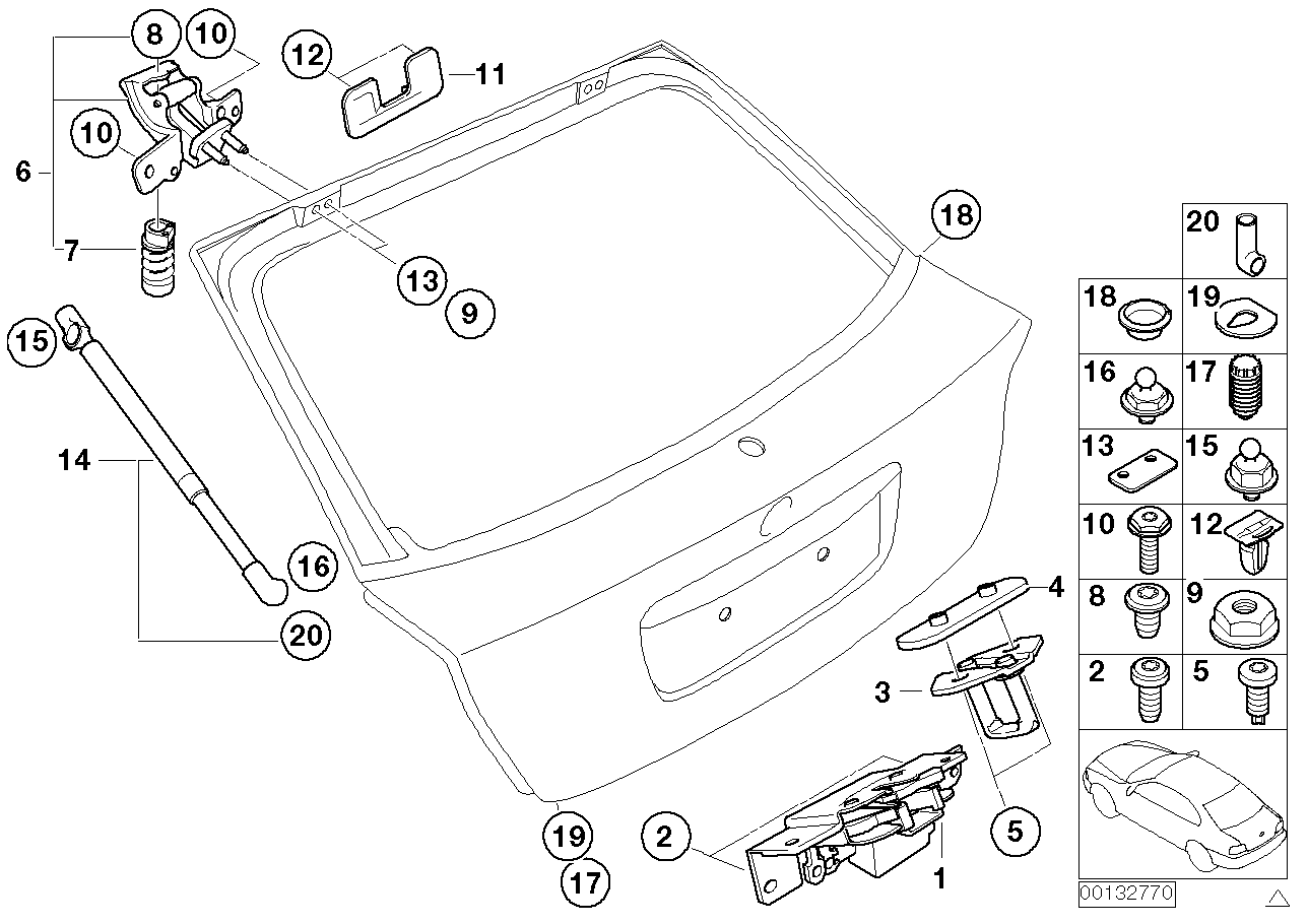 Genuine BMW 41627017798 E46 Right Trunk Lid Hinge (Inc. 318ti, 318td & 320td) | ML Performance UK Car Parts