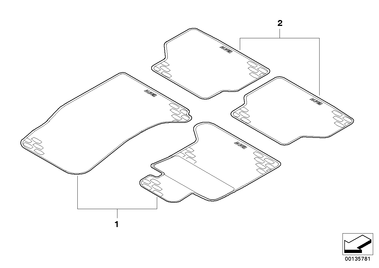 Genuine BMW 51470429147 E64 E64 Kit Rubber Floor Mats Rear SCHWARZ (Inc. 635d, M6 & 630i) | ML Performance UK Car Parts