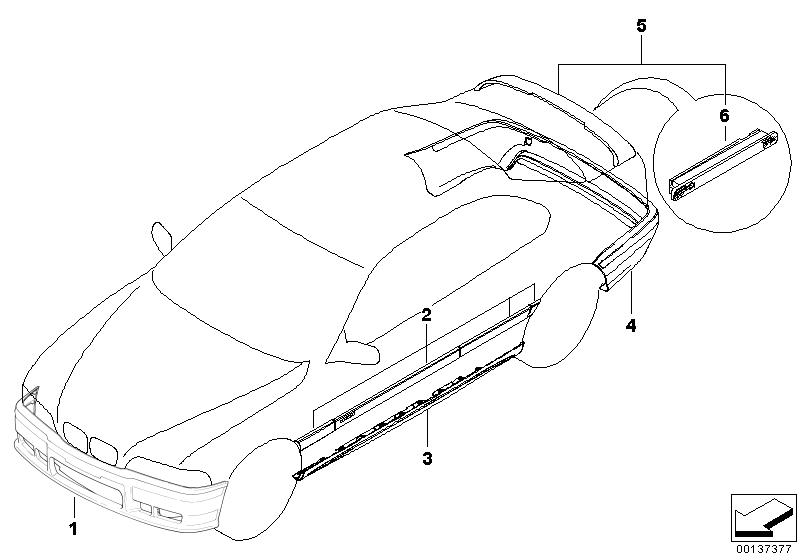 Genuine BMW 82119403144 E36 Retrofit Kit, M Moldings (Inc. 318i, 316i & 325i) | ML Performance UK Car Parts