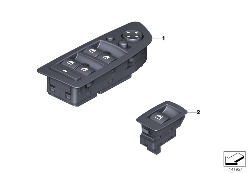 Genuine BMW 61319217330 E90 E91 Window Lifter Switch, Driver's Side GRAU (Inc. M3, 316d & 330xi) | ML Performance UK Car Parts