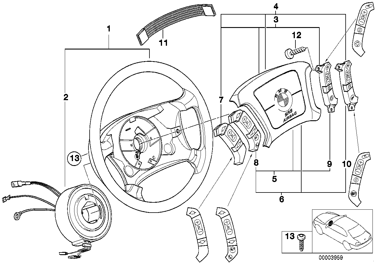 Genuine BMW 32341094259 E39 E38 Leather Steering Wheel (Inc. 740i, 735iL & L7) | ML Performance UK Car Parts