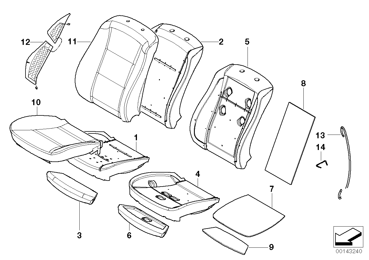 Genuine BMW 52107896908 E60 E61 Backrest Upholstery (Inc. M5) | ML Performance UK Car Parts