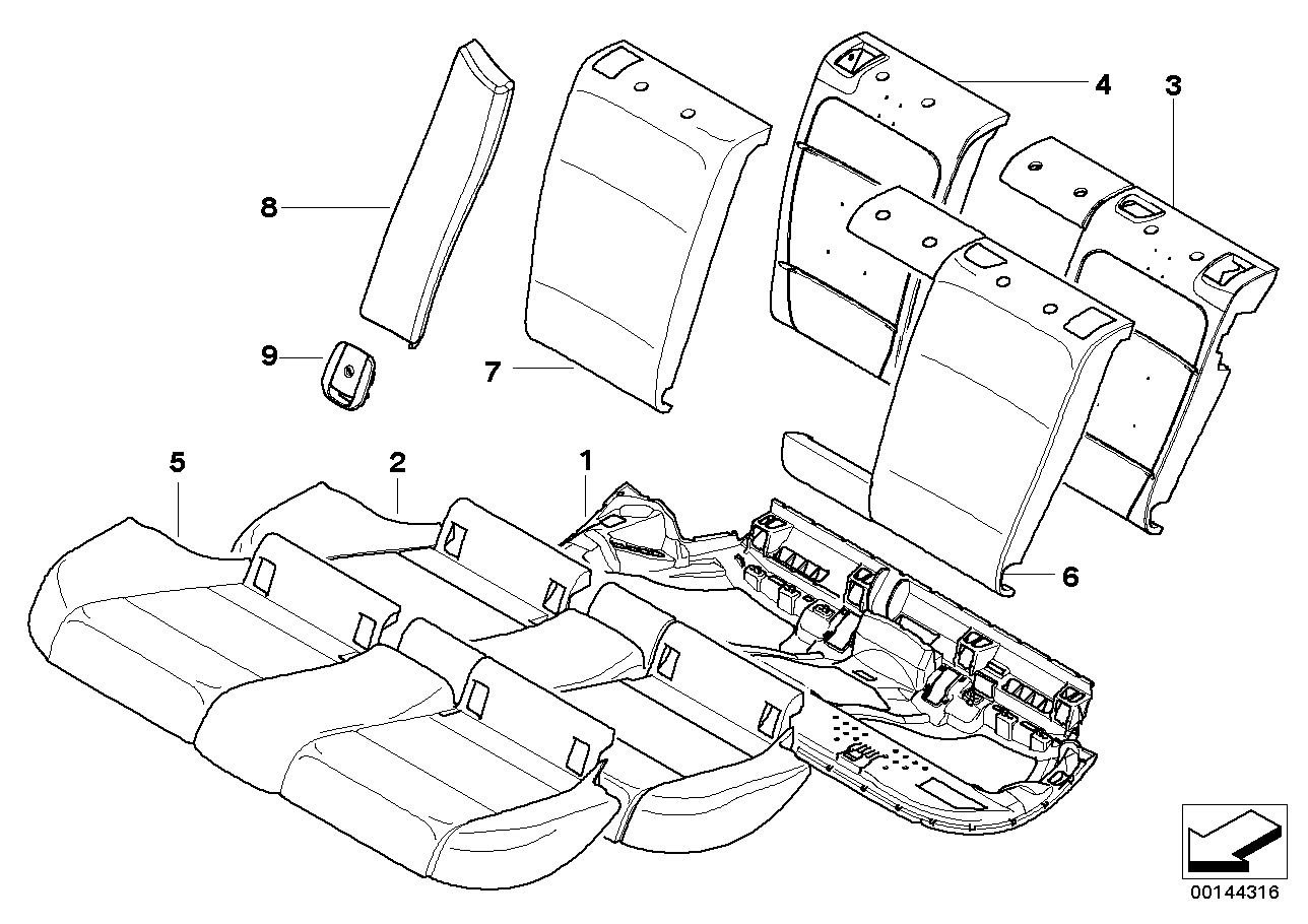 Genuine BMW 52207118816 E91 Foam Section, Backrest, Right (Inc. 330xd, 330xi & 318i) | ML Performance UK Car Parts