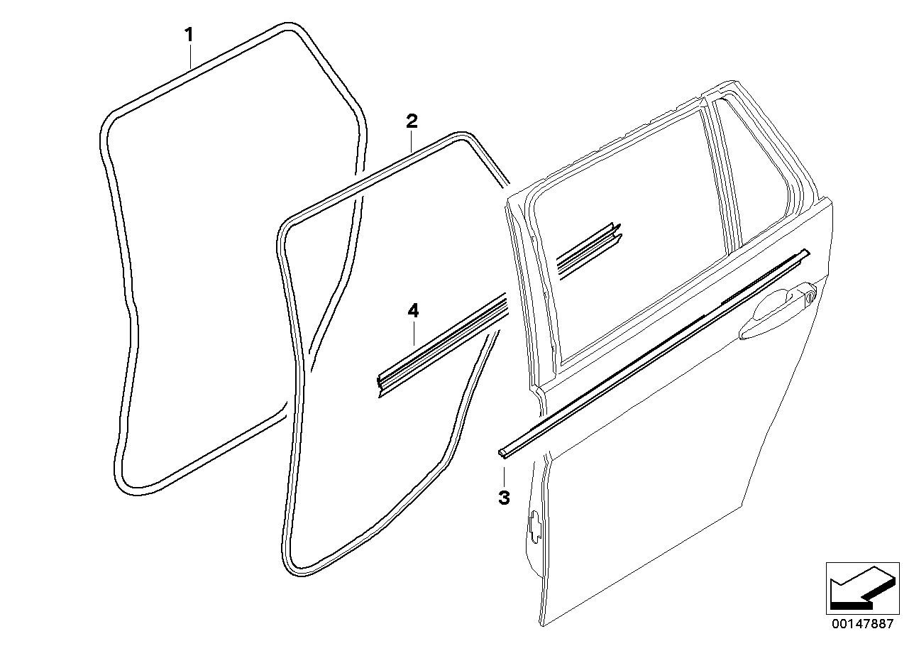 Genuine BMW 51357220191 E91 Outer Weatherstrip, Rear Left Door GLANZSCHWARZ (Inc. 318i, 320xd & 323i) | ML Performance UK Car Parts