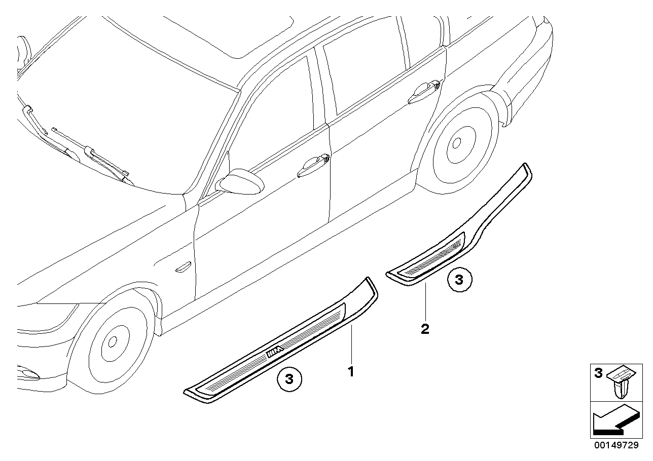 Genuine BMW 51477907160 E90 E91 M Trim Piece, Rear Right Entry (Inc. 323i, M3 & 320si) | ML Performance UK Car Parts