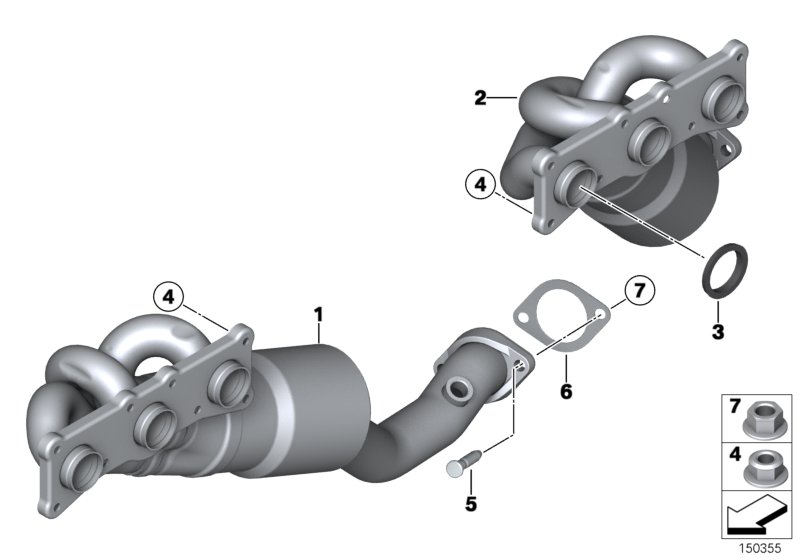 Genuine BMW 18407596875 E60 Rp-Exhaust Manifold With Catalytic Conv. ZYL.1-3 (ULEV2) (Inc. 528xi, 525i & 530i) | ML Performance UK Car Parts