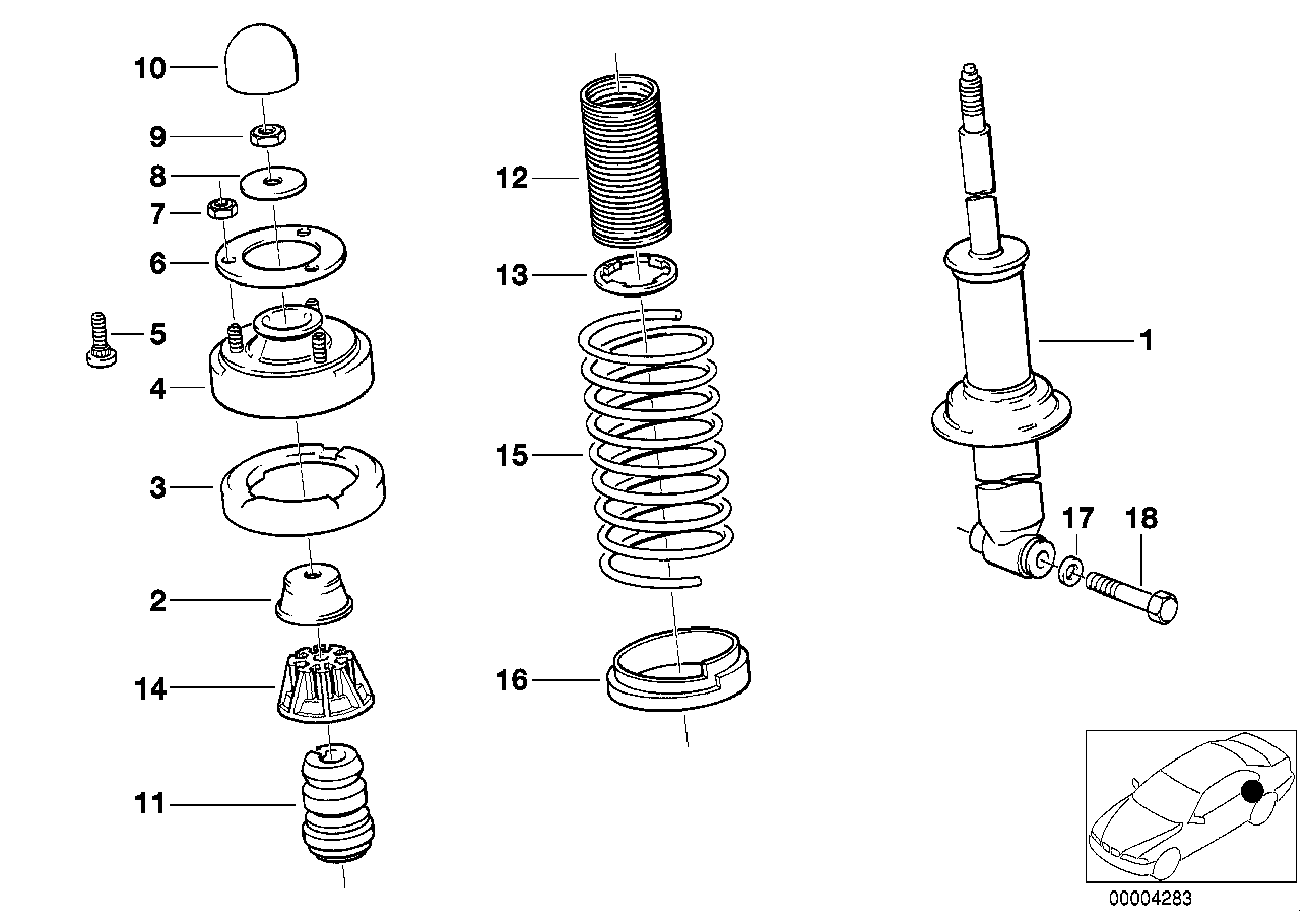 Genuine BMW 33532226186 E31 E32 Auxiliary Shock Absorber, Rear (Inc. E36 M3, 735iL & 735i) | ML Performance UK Car Parts